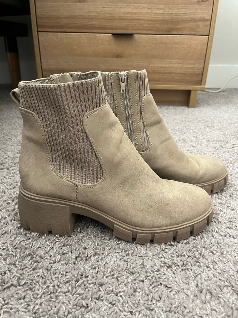 Universal Thread Chunky Chelsea Ankle Boots in Taupe